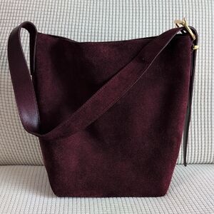 Madewell Burgundy Suede Bucket Medium Tote